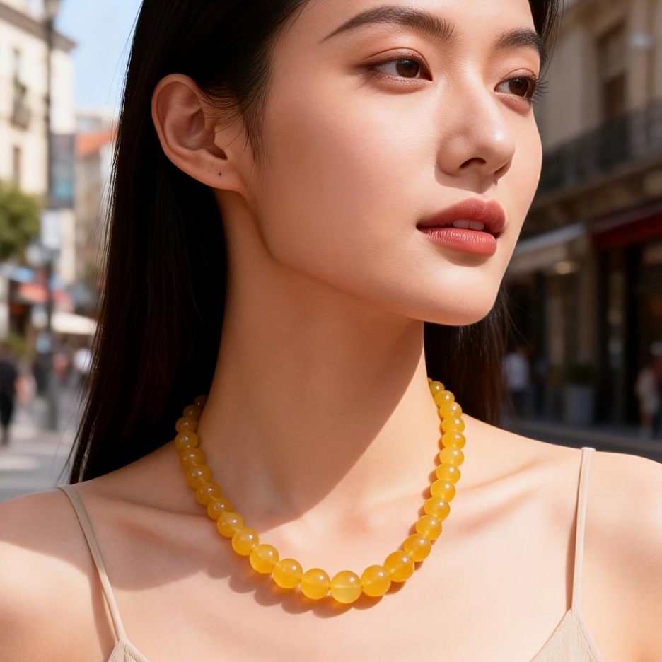 Natural Yellow Agate Necklace, Effortless Luxury